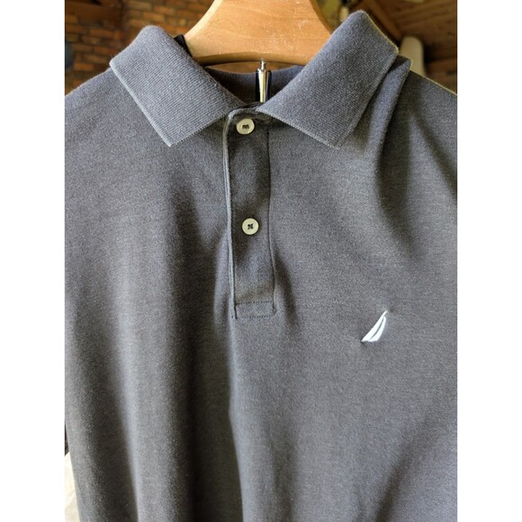 Nautica Polo Men's Medium Gray Short Sleeved Slim Fit Cotton Poly Blend Preppy - Picture 4 of 16